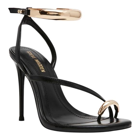 Steve Madden Women's Tia Bracelet Stiletto Heel Dress Sandals Black Size 9 - Picture 1 of 6